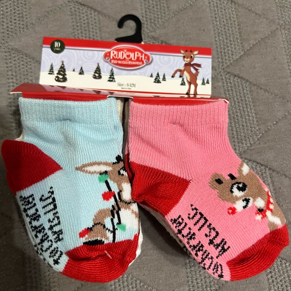 10 pairs of Rudolph Christmas Socks Set